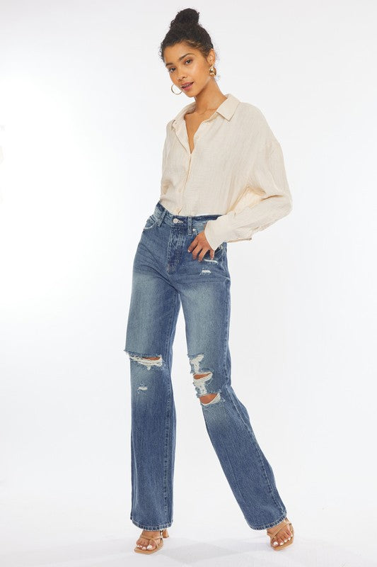 Ultra High Rise Distressed 90's KanCan Flare - Cactus Cowgirl