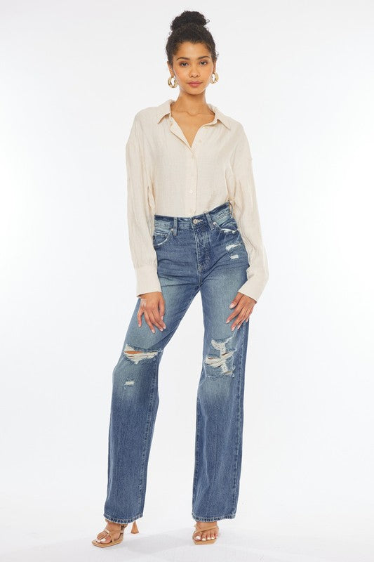 Ultra High Rise Distressed 90's KanCan Flare - Cactus Cowgirl
