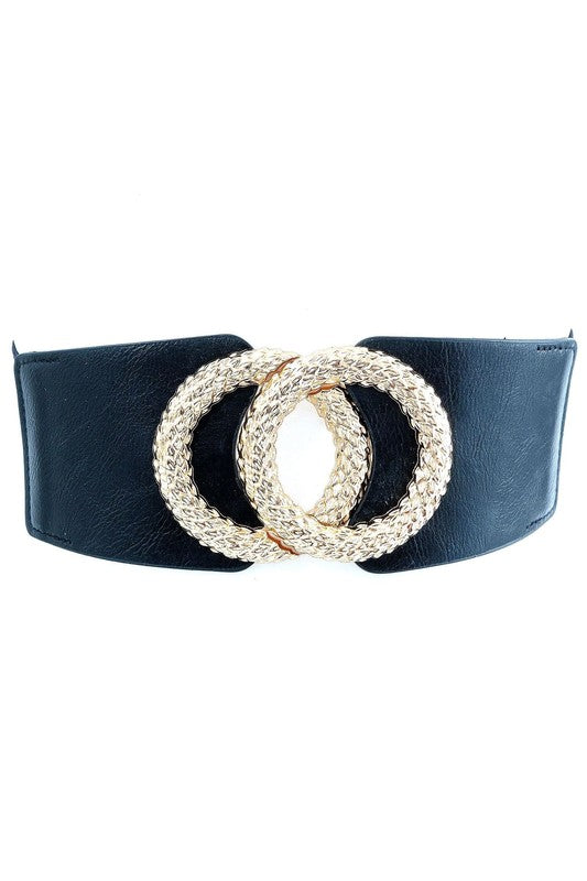 Textured Double O Leather Elastic Belt - Cactus Cowgirl