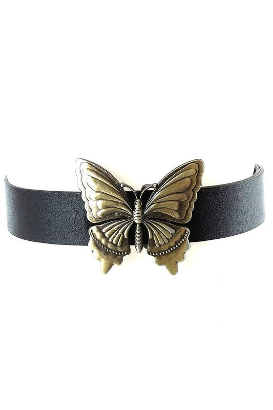 Butterfly Casting Buckle Leather Belt - Cactus Cowgirl