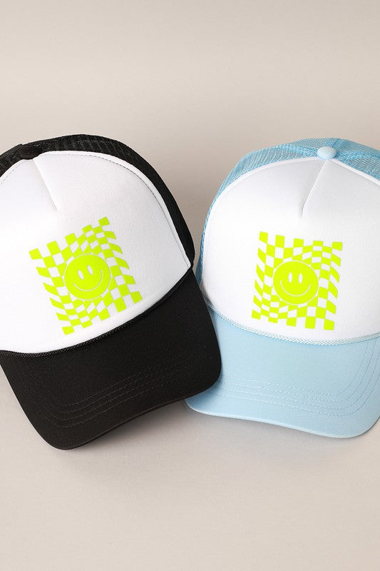 Happy Face Printed Trucker Hat - Cactus Cowgirl