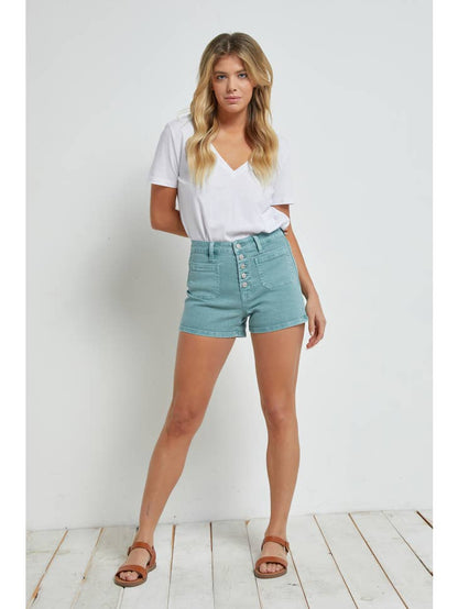 High-Rise Shorts with Front Patch Pocket Detail - Cactus Cowgirl